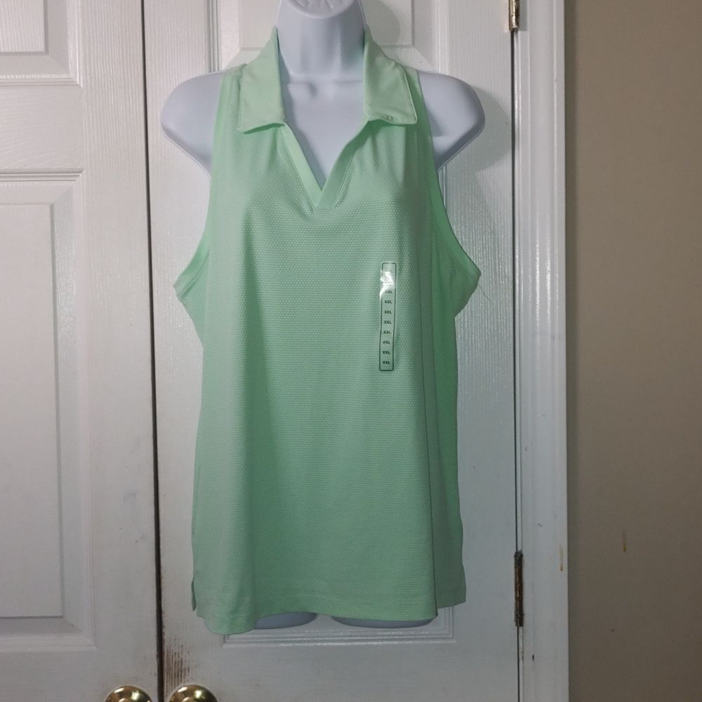 CALIA Women's Golf Bubble Mesh Sleeveless Polo Sz XL NWT Color Mint Tourmaline